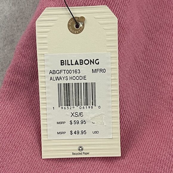 Billabong Girls Pink Cropped Hoodie XS 6 “Love Is All” NWT - Picture 4 of 10